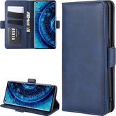 Voor OPPO Find X2 Dual-side magnetische gesp horizontale flip lederen tas met houder & kaartsleuven & portemonnee (donkerblauw)