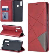 Ruit textuur horizontale flip magnetische lederen tas met houder en kaartsleuven voor Huawei P Smart Z / Y9 Prime (2019) (rood)