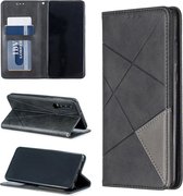 Ruit textuur horizontale flip magnetische lederen tas met houder en kaartsleuven voor Huawei P30 (zwart)