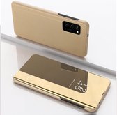 Voor Galaxy S20 vergulde spiegel links en rechts flip cover met standaard mobiele telefoonhouder (goud)