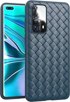 Voor Huawei P40 Pro antislip klassiek geweven patroon Ademend TPU mobiele telefoonhoes (blauw)