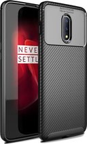 Carbon Fiber Texture Shockproof TPU Case voor OnePlus 7 Pro (Zwart)