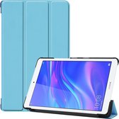 Custer textuur gekleurde tekening horizontale flip PU lederen tas voor Huawei MediaPad M5 Lite 8.0, met drievoudige houder (hemelsblauw)