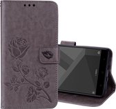 Voor Xiaomi Redmi Note 4X Roses Pressed Flowers Pattern Flip Leather Case met houder & kaartsleuven & portemonnee (grijs)