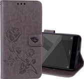Voor Xiaomi Redmi Note 4X Roses Pressed Flowers Pattern Flip Leather Case met houder & kaartsleuven & portemonnee (grijs)