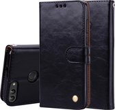 Business Style Oil Wax Texture Horizontal Flip Leather Case voor Huawei P Smart / Enjoy 7S, met houder & kaartsleuven & portemonnee (zwart)