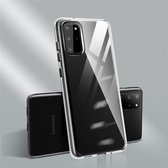 Voor Galaxy S20 + TPU Color Button Clear Full Coverage Shockproof TPU Case (Transparant + Zwart)
