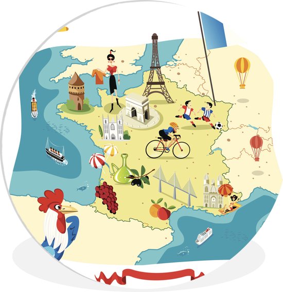 Tableau et carte des drapeaux du monde Illustration d'affiche d'art mural -   France