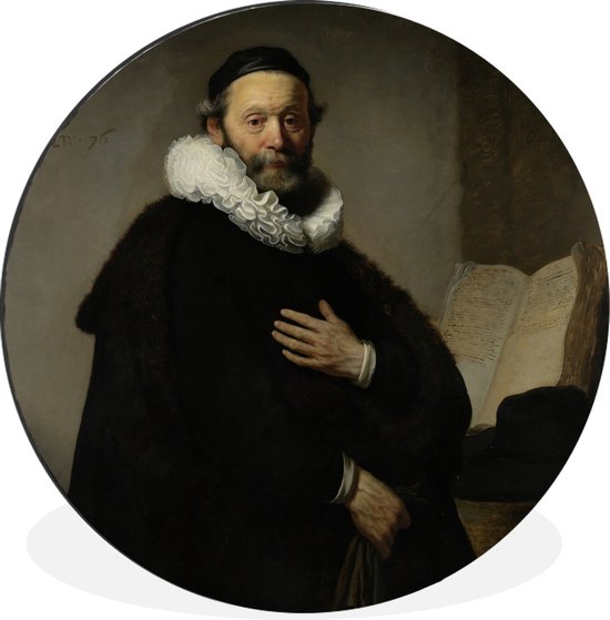 Portrait de Johannes Uyttenbogaert - Peinture de Rembrandt van Rijn Cercle mural aluminium