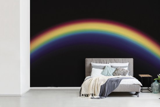 Papier peint photo Rainbow - fotobehang arc-en-ciel sur fond noir largeur 330 cm x hauteur 220 cm - Impression photo sur papier peint vinyle (disponible en 7 tailles) - chambre/salon/bureau
