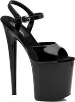 Pleaser Sandaal met enkelband, Paaldans schoenen -44 Shoes- FLAMINGO-809 Paaldans schoenen Zwart