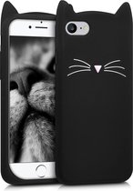 kwmobile hoesje geschikt voor Apple iPhone SE (2022) / iPhone SE (2020) / iPhone 8 / iPhone 7 - Backcover voor smartphone in zwart / wit - Kat design