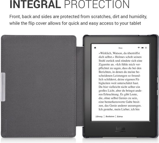 kwmobile e-reader hoesje geschikt voor Kobo Aura H2O Edition 1 hoes - E reader flip case met magnetische sluiting - Ereader cover in donkerblauw van Merkloos — afbeelding 2
