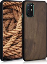 kwmobile telefoonhoesje voor OnePlus 8T - Hoesje met bumper in donkerbruin - Back cover - walnoothout