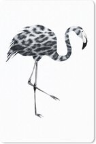 Muismat FlamingoKerst illustraties - Een zwart-witte flamingo op een witte achtergrond muismat rubber - 18x27 cm - Muismat met foto