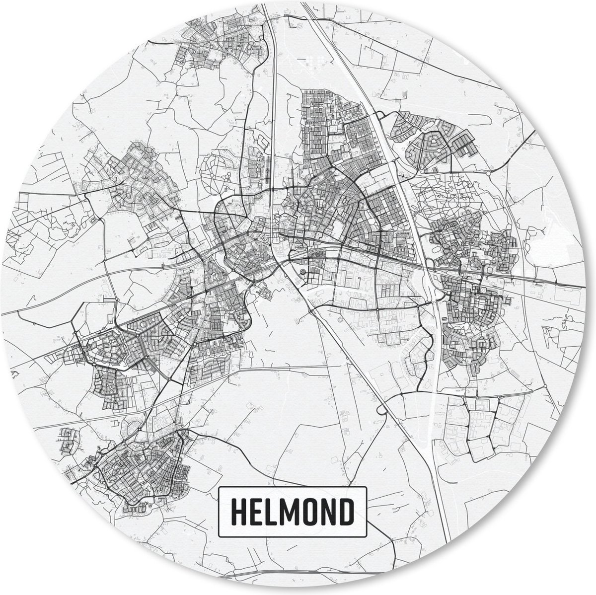 Muismat Top 50 Nederland vierkante- Stadskaart Helmond Muismat rond - 20x20 cm - Muismat met foto