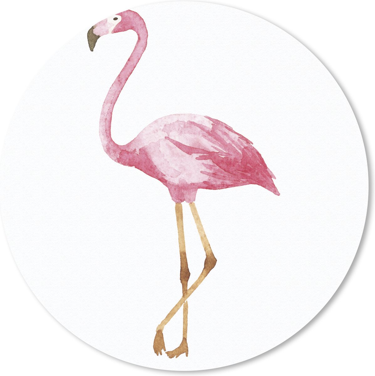 Muismat Dieren illustraties - Aquarel illustratie van een flamingo Muismat rond - 20x20 cm - Muismat met foto