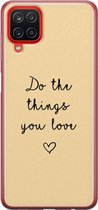 Samsung Galaxy A12 hoesje siliconen - Do the things you love - Soft Case Telefoonhoesje - Tekst - Geel