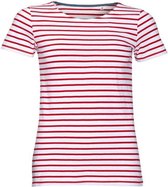 SOLS Dames/dames Miles Gestreept T-Shirt met korte mouwen (Wit/rood)