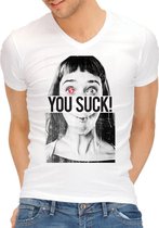 Shots S-Line Fun shirt Funny Shirts - You Suck L - wit,meerkleurig