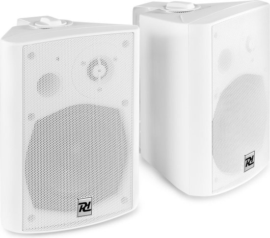 Bluetooth speakers - Power Dynamics DS50AW 100W speakerset met Bluetooth en AUX ingang - Auto-on functie - Incl. muurbeugels - Wit van Power Dynamics — afbeelding 2