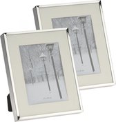 Set van 2x stuks fotolijstje/fotoframe 20 x 25 cm met zilver metalen rand - Geschikt voor een foto van 13 x 18 cm