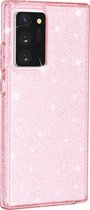 Samsung Galaxy Note20 Ultra Hoesje - Mobigear - Glitter Serie - Hard Kunststof Backcover - Roze - Hoesje Geschikt Voor Samsung Galaxy Note20 Ultra