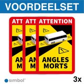 Simbol - Voordeelset 3 Stickers Dode Hoek Frankrijk Bus - Camper - Attention Angles Morts - Duurzame Kwaliteit - Formaat 17 x 25 cm - Formaat