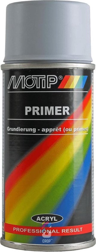 Foto: Motip primer in spuitbus 150ml grijs sneldrogend sterke hechting