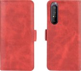 Sony Xperia 1 II Hoesje - Mobigear - Slim Magnet Serie - Kunstlederen Bookcase - Rood - Hoesje Geschikt Voor Sony Xperia 1 II