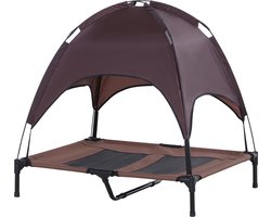 Paws & Claws - Hondenbed - Hondenstretcher - Honden ligbed - Met zonnetent - L92 x B76 x H90 cm - Koffie