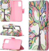 Voor Xiaomi Poco M3 Gekleurde Tekening Patroon Horizontale Flip Leren Case met Houder & Kaartsleuven & Portemonnee (Tree Life)