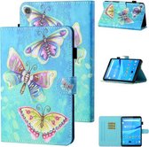 Voor Lenovo Tab M10 HD 2e generatie TB-X306X Gekleurde Tekening Stiksels Horizontale Flip Leren Case TPU Bodembehuizing met Houder & Kaartsleuven & Antislip Strip & Pen Slot & Slaap / Wakker 