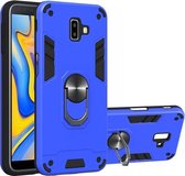 Voor Samsung Galaxy J6 + 2 in 1 Armor Series PC + TPU beschermhoes met ringhouder (donkerblauw)