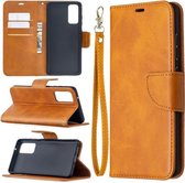 Voor Samsung Galaxy S20 FE 5G / S20 Lite Lambskin Texture Pure Color Horizontale Flip PU Leather Case met houder & kaartsleuven & portemonnee & Lanyard (geel)