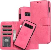 Voor Samsung Galaxy S10 Retro 2 in 1 Afneembare Magnetische Horizontale Flip TPU + PU Leren Case met Houder & Kaartsleuven & Fotolijst & Portemonnee (Roze)