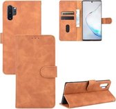 Voor Samsung Galaxy Note10 Plus Effen Kleur Huidgevoel Magnetische Gesp Horizontale Flip Kalfsstructuur PU Lederen Case met Houder & Kaartsleuven & Portemonnee (Bruin)