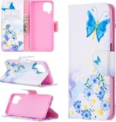Voor Samsung Galaxy A12 Gekleurde Tekening Patroon Horizontale Flip Leren Case met Houder & Kaartsleuven & Portemonnee (Viooltje)