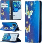 Voor Samsung Galaxy S20 Plus gekleurde tekening patroon onzichtbare magnetische horizontale flip PU lederen tas met houder & kaartsleuven & portemonnee (gouden vlinders)