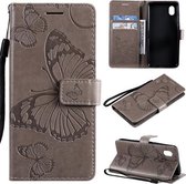 Voor Samsung Galaxy A01 Core 3D vlinders reliëfpatroon horizontale flip lederen tas met houder & kaartsleuf & portemonnee (grijs)