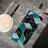 Voor Samsung Galaxy A12 Marble Shockproof TPU beschermhoes (Rhombus Dark Green)