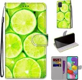 Voor Samsung Galaxy A51 Gekleurde Tekening Cross Textuur Horizontale Flip PU Lederen Case met Houder & Kaartsleuven & Portemonnee & Lanyard (Lime)