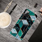 Voor Samsung Galaxy A02s (Amerikaanse versie) Marble Shockproof TPU beschermhoes (Rhombus Dark Green)