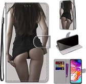Voor Samsung Galaxy A70 Gekleurde Tekening Cross Textuur Horizontale Flip PU Lederen Case met Houder & Kaartsleuven & Portemonnee & Lanyard (Minirok)