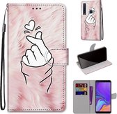 Voor Samsung Galaxy A9 2018 Gekleurde Tekening Cross Textuur Horizontale Flip PU Lederen Case met Houder & Kaartsleuven & Portemonnee & Lanyard (Pink Hands Than Hearts)