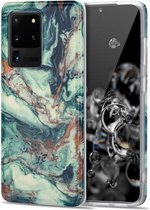 Voor Samsung Galaxy S20 Ultra TPU Gilt Marble Pattern beschermhoes (groen)