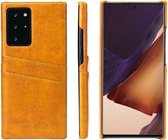 Voor Samsung Galaxy Note 20 Fierre Shann Retro Oil Wax Texture PU Leather Case met kaartsleuven (geel)