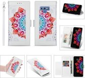 Voor Samsung Galaxy Note9 Afdrukken Tweekleurig half Mandala-patroon Dubbelzijdige magnetische gesp Horizontale flip lederen tas met houder & kaartsleuven & portemonnee & fotolijst & lanyard 