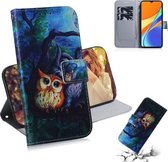 Voor Xiaomi Redmi 9C Gekleurde Tekening Horizontale Flip Leren Case, met Houder & Kaartsleuven & Portemonnee (Olieverf Uil)