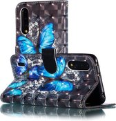 Voor Xiaomi Mi CC9 3D-patroon Gekleurde tekening Horizontale lederen flip-hoes met houder & kaartsleuven & portemonnee & lanyard (Blue Diamond Butterfly)